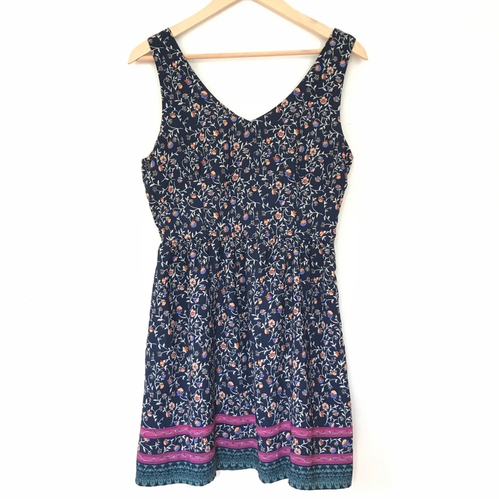 V neck sleeveless floral dress